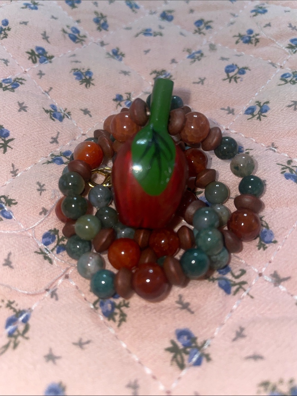 Handmade Necklace with Wooden Apple - Picture 3 of 7